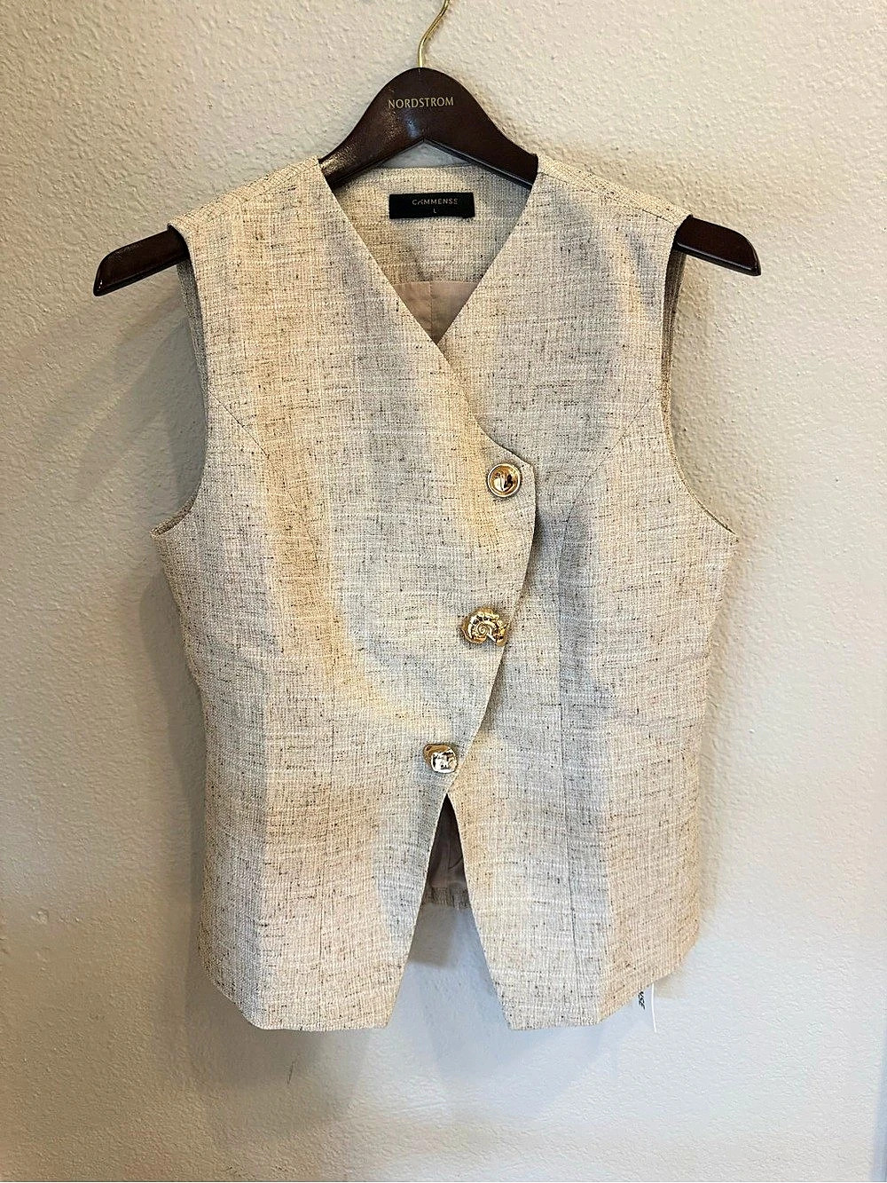 NWT COMMENSE Textured Asymmetrical Button Vest, Size L